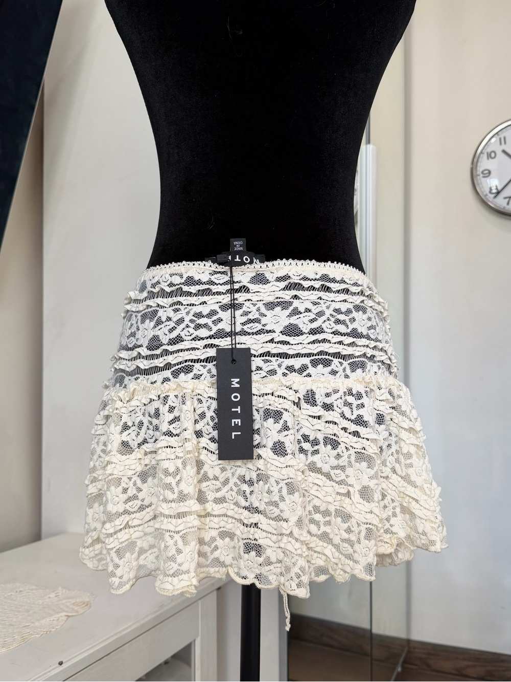 Motel Rocks Ragna Ivory Lace Ruffle Mini Skirt - Picture 3 of 4